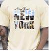 Unisexs Summer Cotton Fashionable Casual Loose Large New York Pattern Printed Sports Round Neck Short Sleeve Tshirt Top Breathable