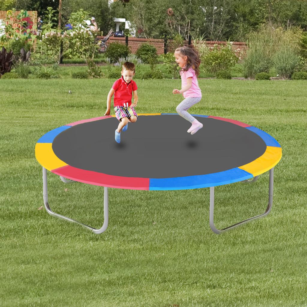 15FT Round Trampoline Replacement Pad, Durable All-Weather PVC Cover w/ Vibrant Color Design, Springs Protector for Backyard Fun
