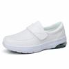 Fashion Women's Soft Sole Platform White Shoes Air Cushion Fashion Hospital Nurse Work Shoes Slip On Flat Casual Leather Shoes For Women