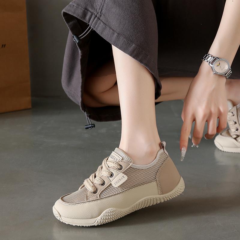 2024 New Fashion Casual Vulcanized Shoes Color Matching Mesh Lace-up Breathable Low-top Women's Sports Shoes Zapatos De Mujer