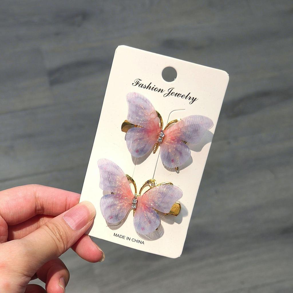 Градиентная заколка-бабочка для детей - симпатичная заколка-уточка из сетки и сплава, идеально подходит для стилей ханьфу и феи