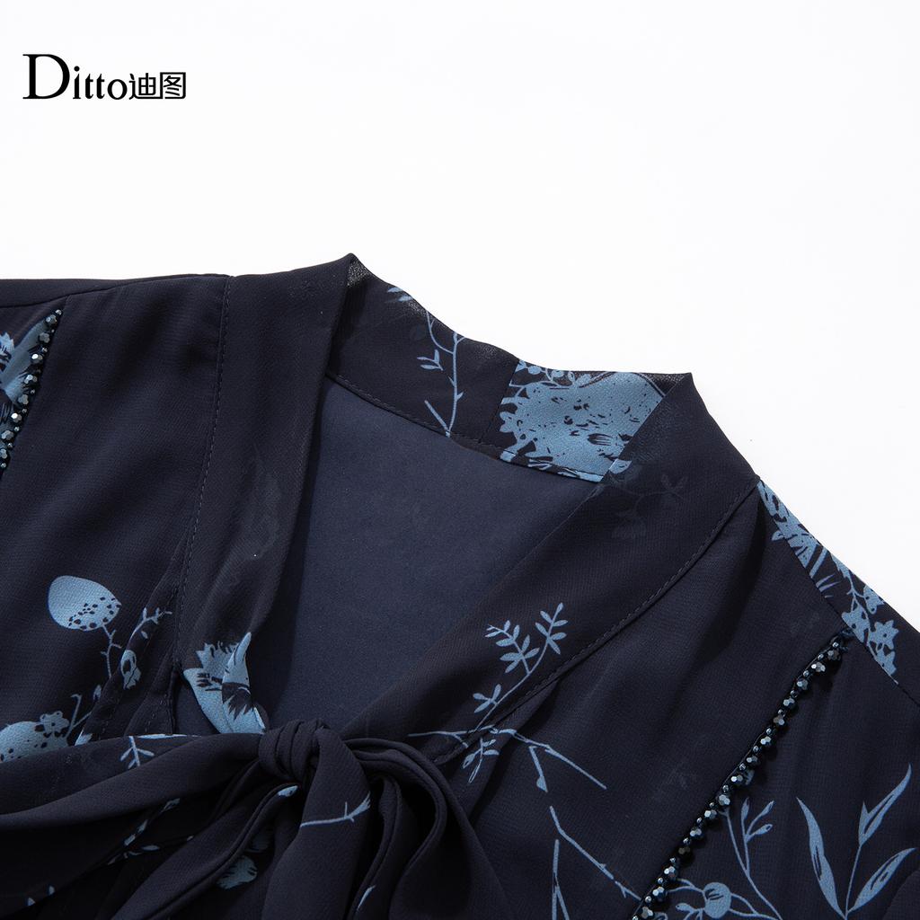 Ditto Retro Printed Long Dress