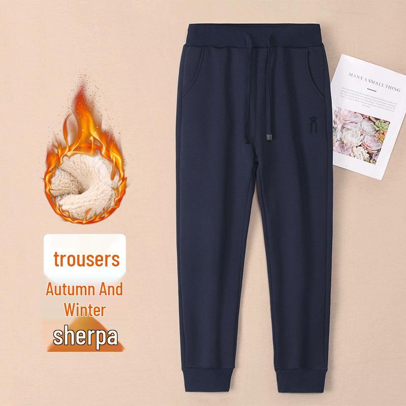 Женские флисовые спортивные штаны GAGN темно-синего цвета: Плотные, Теплые, Свободный крой «фонарик», Высокая талия, Стройнящие, Спортивные брюки с манжетами