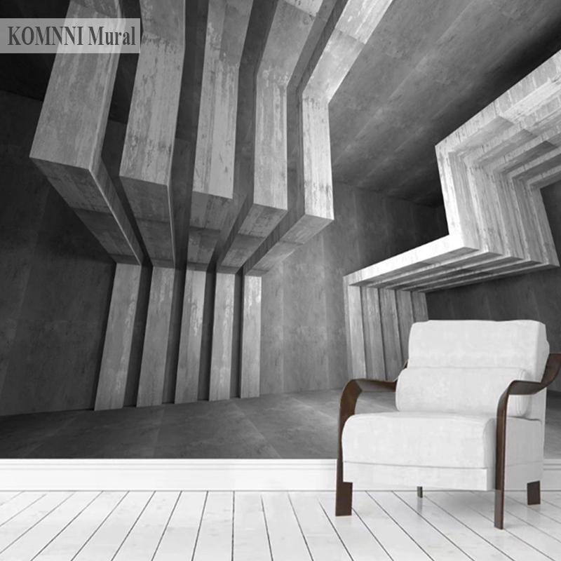 Современные обои в индустриальном стиле 3D расширяющиеся космические серые цементные строительные росписи для спальни, гостиной, украшения, фрески