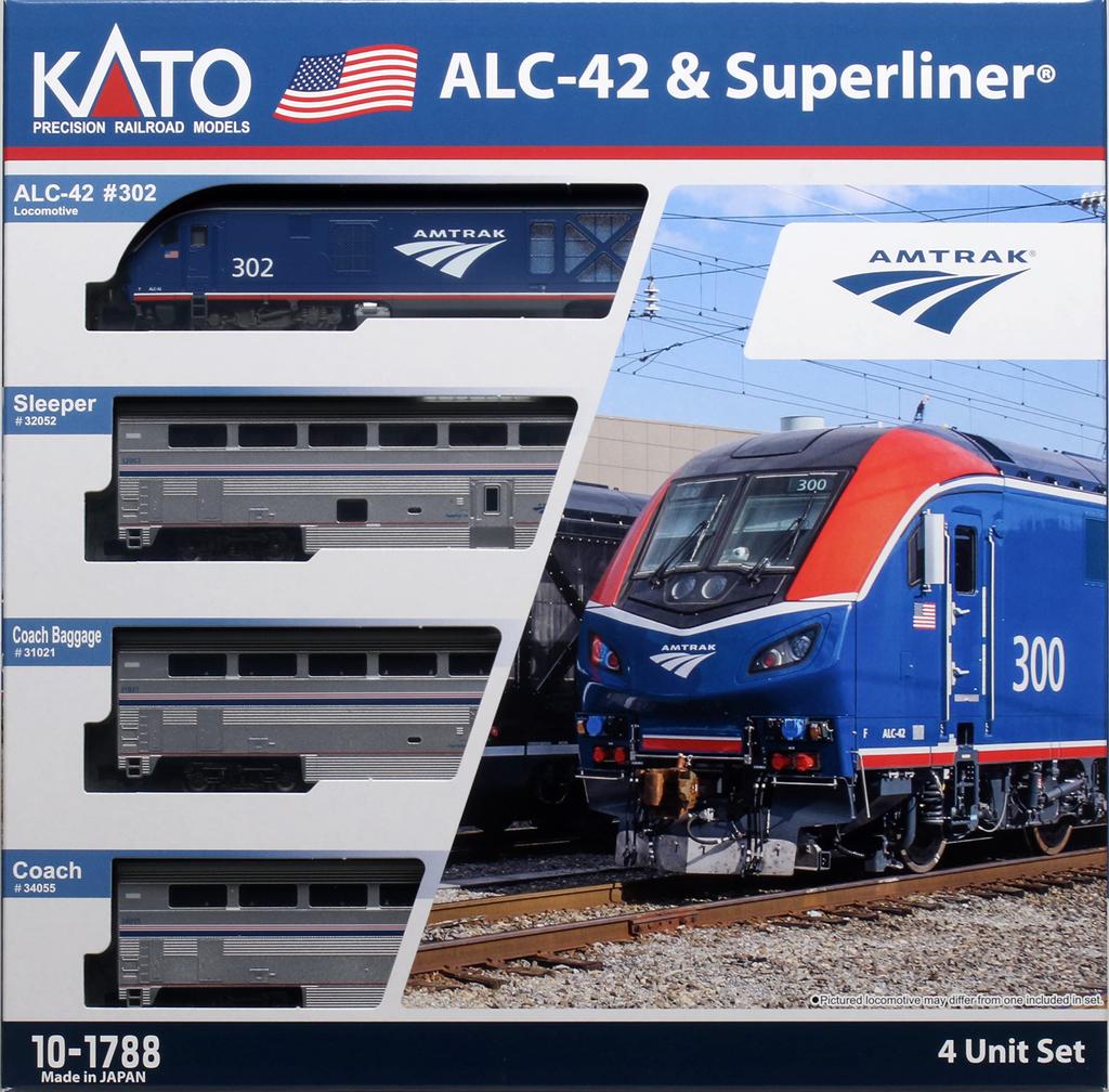 KATO N Gauge Amtrak Super Liner Set Railway Model Vehicle Set ALC-42 & 4-Car 10-1788