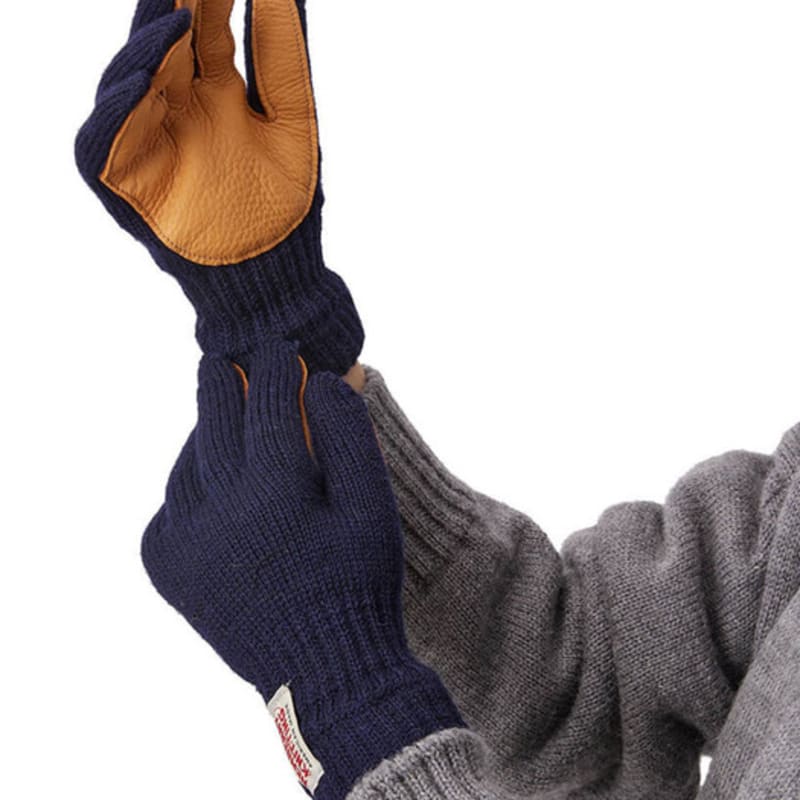 NEWBERRY KNITTING Перчатки из оленьей кожи и шерсти - Темно-синий