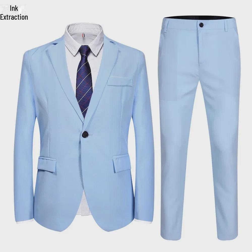 Мужские повседневные костюмы весна-осень: Популярный комплект из двух частей для молодых людей, жениха и шафера