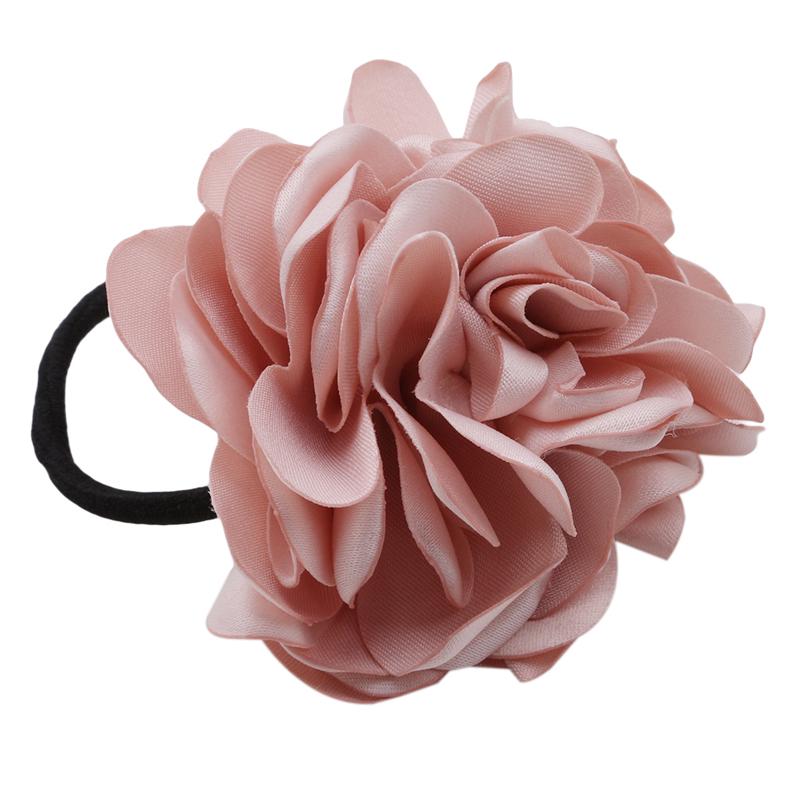 Fabric Flower Hair Rose Flower Scrunchie Ponytail Hairband Hair Bands Rope Hair Clips Women Headwear