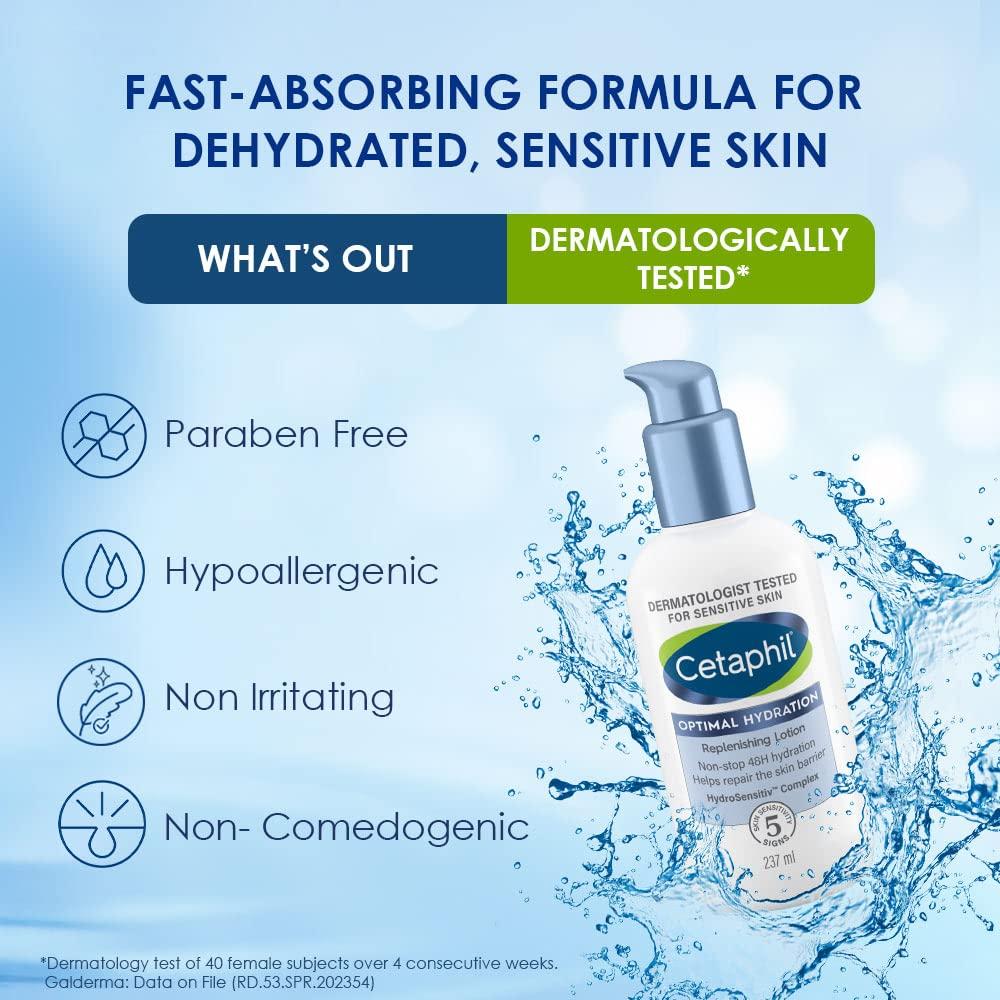 Cetaphil Оптимальное увлажнение Восстанавливающий лосьон для тела 237 мл Легкий увлажняющий крем Нежирный для чувствительной кожи