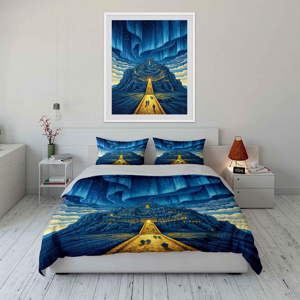 Illuminated pyramid and aurora. Bedding sets Duvet cover sets Duvet covers Pillowcases(1 * Duvet Cover 2 * Pillowcases without duvet insert)