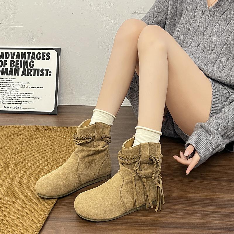 Ретро ботинки Мартин с бахромой женские 2025 осень новые модные универсальные на плоской подошве спортивные и повседневные легкие дышащие короткие ботинки