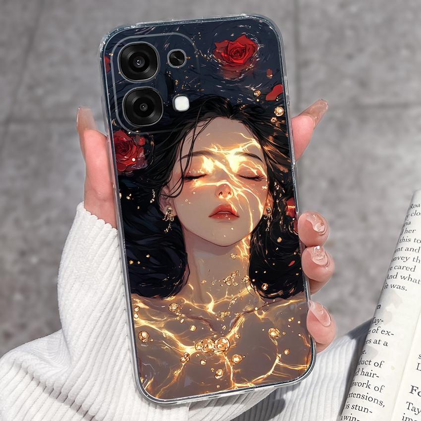 Для Oppo A6 Pro A6x A5x K13 Realme 15X C85 V70 V70s CT 7 7T 8 Чехлы для телефонов Красивые узоры Сакура Бабочки Корпус Мягкий силикон ТПУ Прозрачный корпус