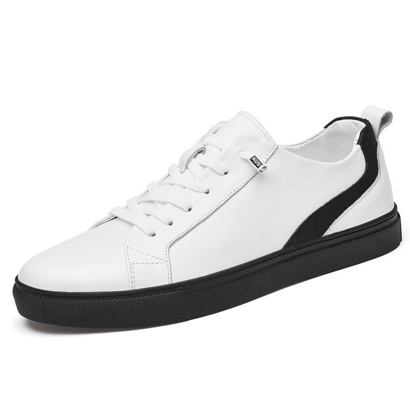 Men'S Shoes Spring Autumn Newest Genuine Leather Fashion Man Casual Soft Sole Shoes British Trend All-Match Skateboard Sneakers Men