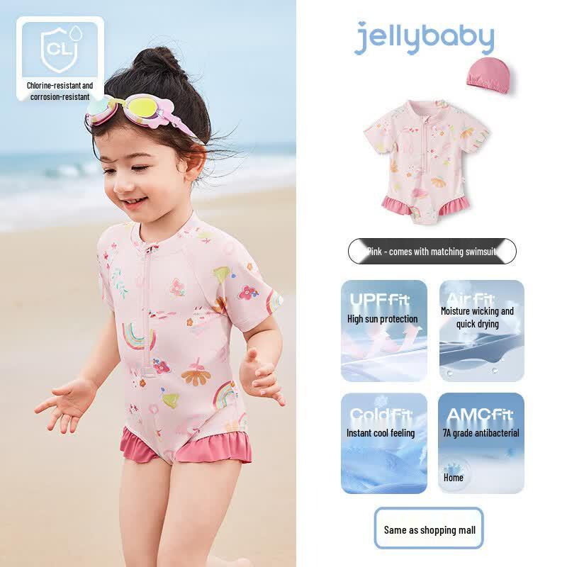 JELLYBABY Girls' UPF40+ Cooling One-Piece Swimsuit