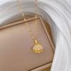 Shell Pearl Necklace Women'S Fashion Small Fresh Collarbone Chain Slightly Inlaid Zircon Simple Couple Collarbone