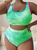 Plus Size Women's Color Block Tie-Dye Tankini Swimsuit P017