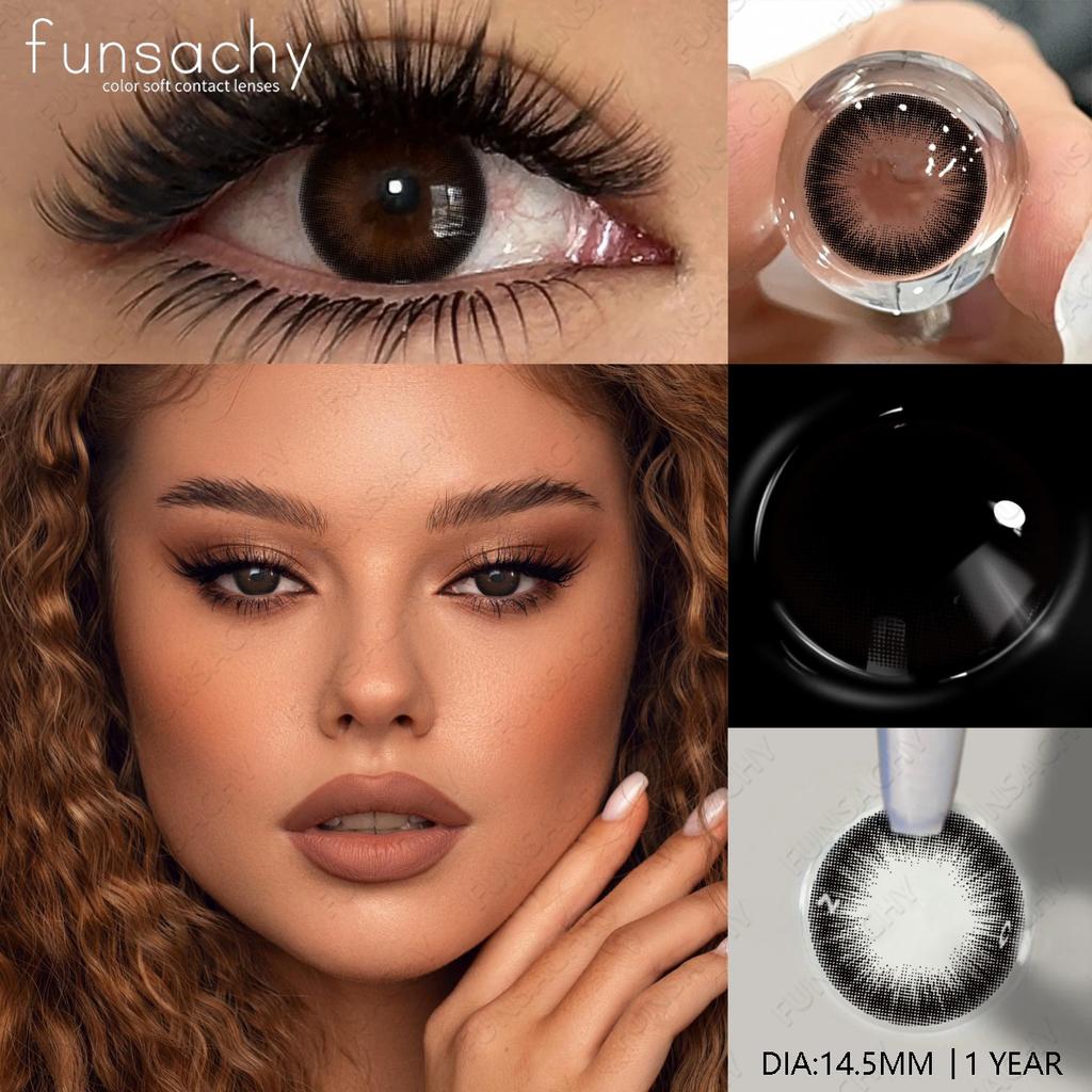 FUNSACHY New Colored Contact Lenses for Eyes 1Pair Brown Natural Eye Lenses Cosmetic Beauty Pupils Yearly Y2K Blue Eye Contacts