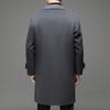 Осенне-зимнее длинное мужское свободное двубортное шерстяное пальто для молодежи и людей среднего возраста, утепленное ветровка