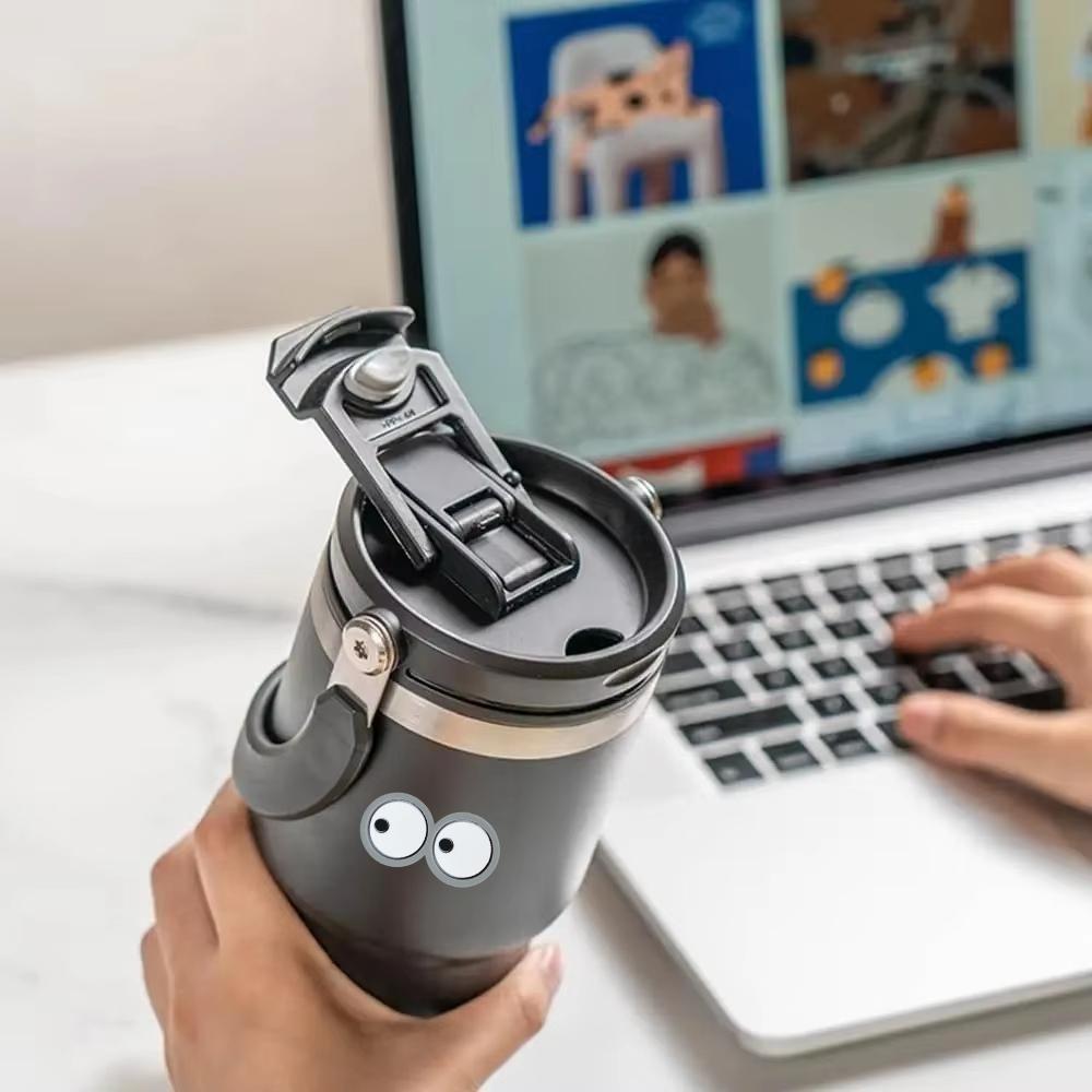 Tyeso 1050ML Big Capacity Travel Mug Vacuum Cup Stainless Steel Coffee Cup Cold Hot Double-layer Insulated Cup Tumbler with Eye Sticker
