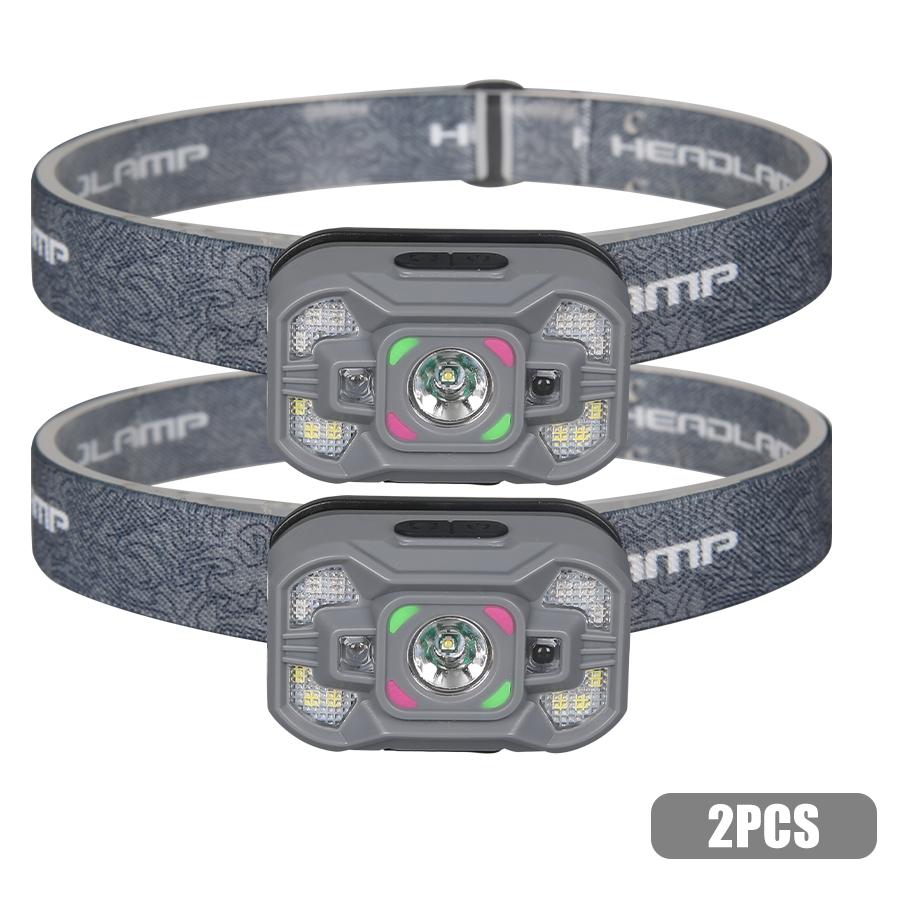 Светодиодные налобные фонари с датчиками для наружного использования, перезаряжаемые через USB, с 4 режимами аварийного рабочего освещения, водонепроницаемый налобный фонарь для кемпинга