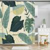 Nordic Style Abstract Art Leaves Print Shower Curtain Waterproof Polyester Bath Curtain Color Block Curtains For Bathroom Decor