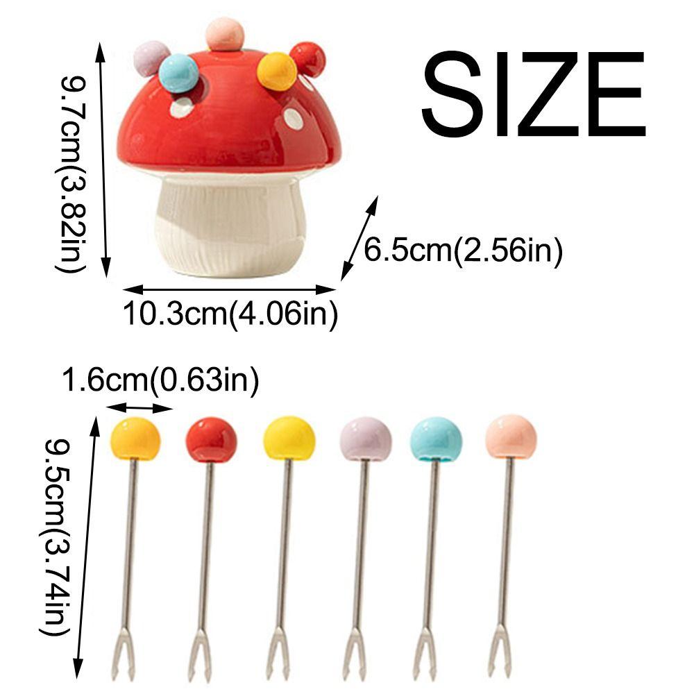 Anti-scald Mushroom Fruit Fork Creative Mushroom Fruit Fork Set Dessert Salad Fork Ceramic Cutlery