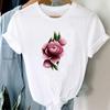 (Asian Size)Tee Top Flower Lovely Trend 90s Fashion T Shirt Women Print Lady Clothing Casual Short Sleeve Female Graphic T-shirt