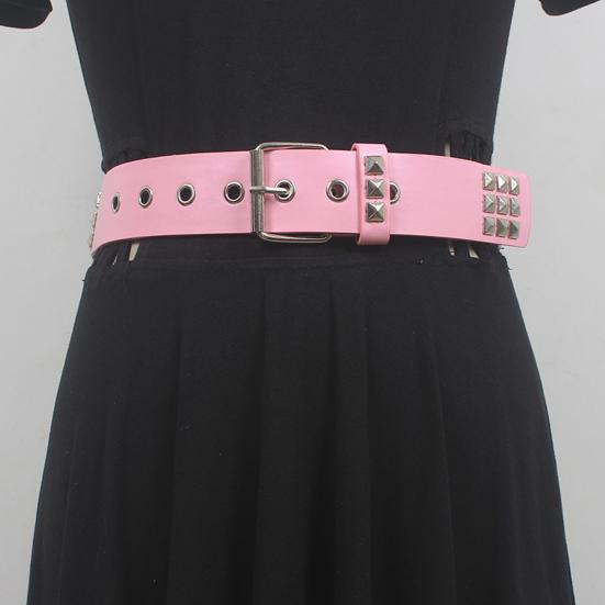 Punk Style Studded Belt Square Rivets Adjustable Straps Rock Waistband Women Girls Gothic Scene Accessories