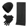 3Pcs/Set Women Winter Hat Scarf Gloves Set Solid Color Knitting Hat Long Scarf Touchscreen Gloves Set Winter Accessories