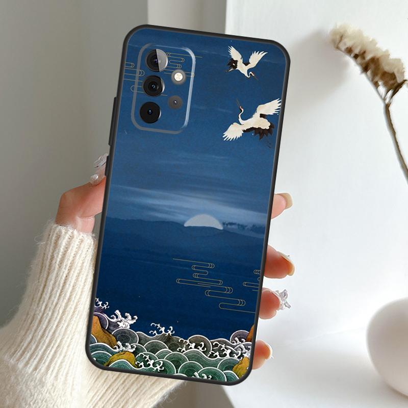 Чехол-накладка Art Crane Waves для Samsung Galaxy A13 A33 A53 A06 A17 A56 A36 A26 A16 A15 A35 A55 A34 A54 A52 A12 A32