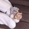 Новое Женское Кольцо Медное Инкрустированное Алмазом Продвинутая Симуляция Искусственный Циркон Форма Розы Обернутое Вокруг Роскошное Вечеринка
