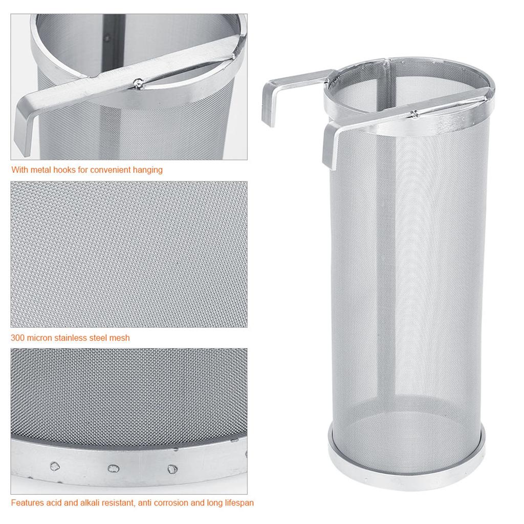 300-микронный сетчатый фильтр из нержавеющей стали для домашнего пива и хмеля с крючком