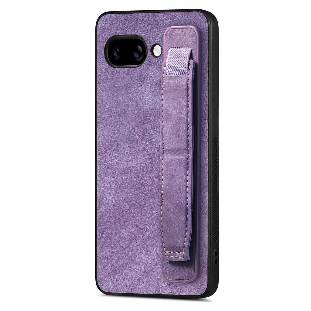 For Google Pixel 9a Case with Wristband Kickstand Leather+TPU Phone Cover