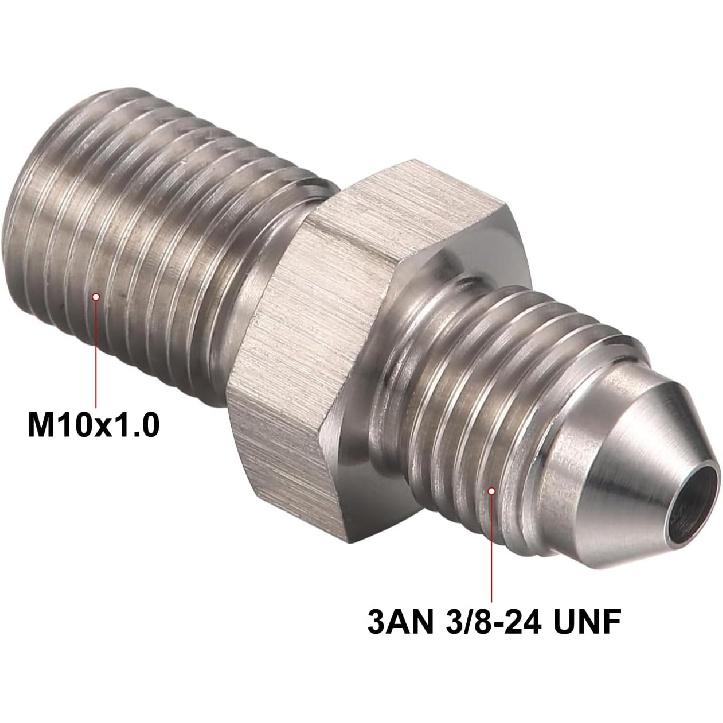 Адаптер-соединитель тормозной фитинг 3AN папа на M10x1.0 папа, нержавеющая сталь