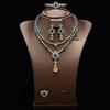 Dress Set Chain Heavy Industry Design Necklace Earrings Set Gorgeous Double-layer Color Zircon Jewelry Set