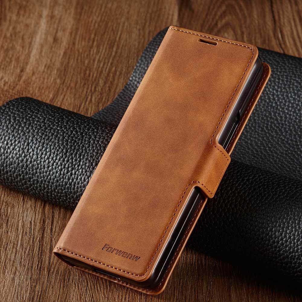 Чехол для телефона Samsung Galaxy Z Fold 7 6 5 4 3 W22 W23 5G Прочная магнитная застежка Кошелек для карт Подставка Кожаный мягкий чехол