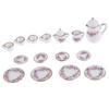 15Pcs Dollhouse Miniature Tableware Porcelain Ceramic Coffee Tea Cups Set Toys