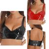 Women's Wet Look Club Lingerie Zipper Crop Tops Shiny Latex Bralette Bra Tops