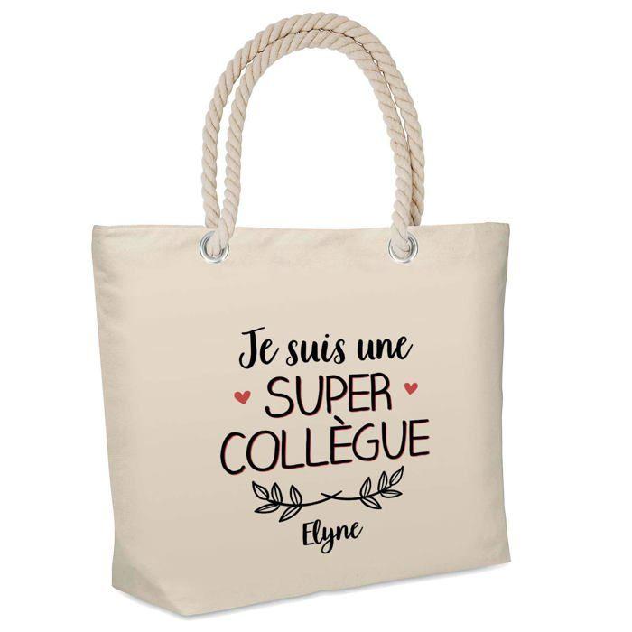 Sac de plage - PLANETEE - isotherme de plage Elyne Une Super Collègue - Coton - Grande contenance - Imprimé en France