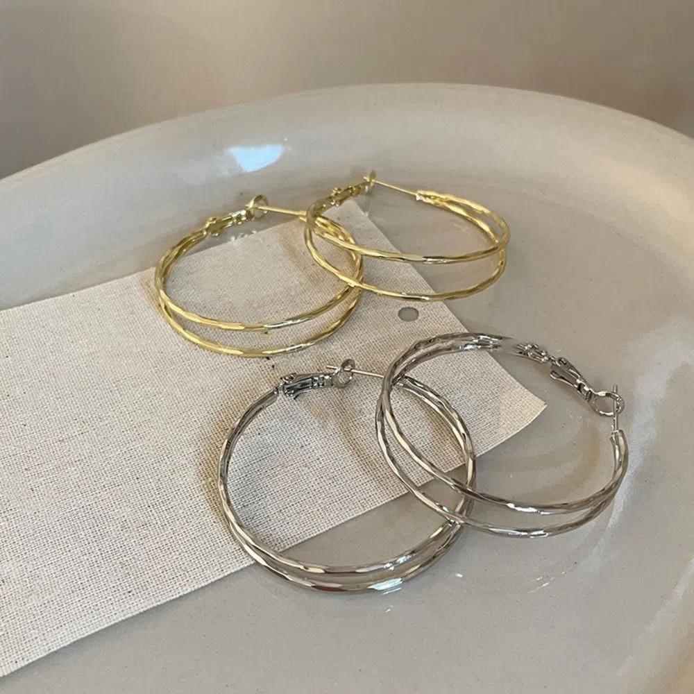 Двухслойные круглые серьги-кольца, украшение для ушей, аксессуары для ушей, круглые серьги для женщин и дам