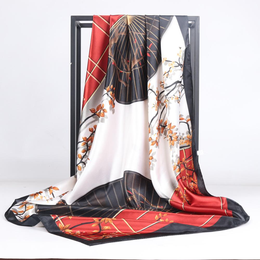 Высококачественные роскошные шелковые шарфы, повязка на голову, шарфы, шейный шарф для женщин, шелковый шарф с цепочкой, женская декоративная шаль