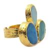 Les Trésors De Lily [P6910] - Designer Ring 'Cléopatra' Blue Green Gold - 30x25 Mm