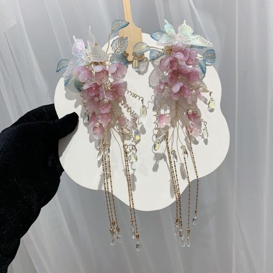 Заколка для волос Бабочка Цветок Глициния Стекло Шпилька для волос Цветочные бусины Кисточка Зажим для волос Многофункциональные аксессуары для укладки волос