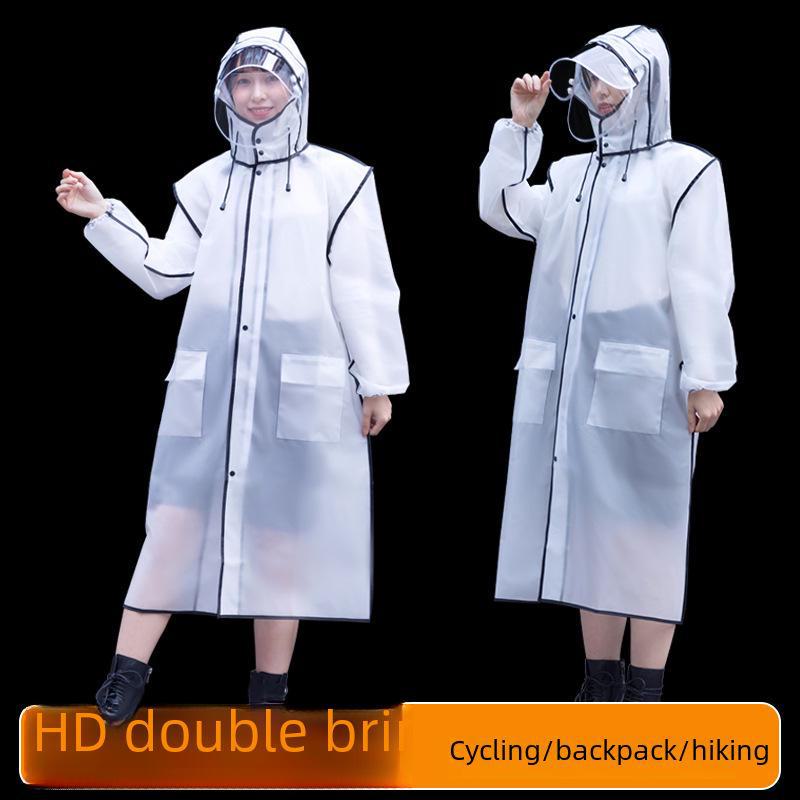 Цельный плащ для взрослых из ЭВА с двойными полями, удлиненным подолом, карманом и молнией