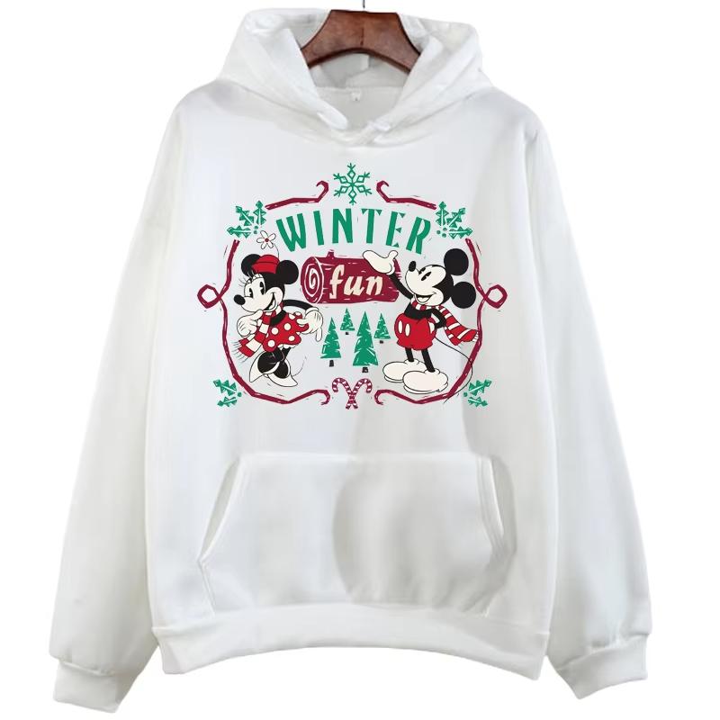 Merry Christmas Cartoon Disney Mickey Mouse Printed Hoodie Harajuku Fashion Men's Autumn Casual Long Sleeve Streetwear Pullover