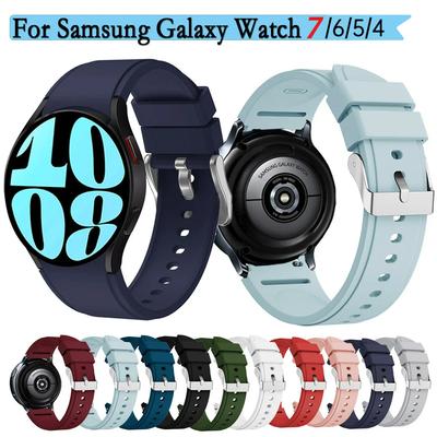 20 мм силикон для Samsung Galaxy Watch 7 44 мм 6 40 мм ремешок для часов высококачественный браслет Watch4 классические 46 мм ремешки без зазора спортивные часы 5 Pro 45 мм ремешок