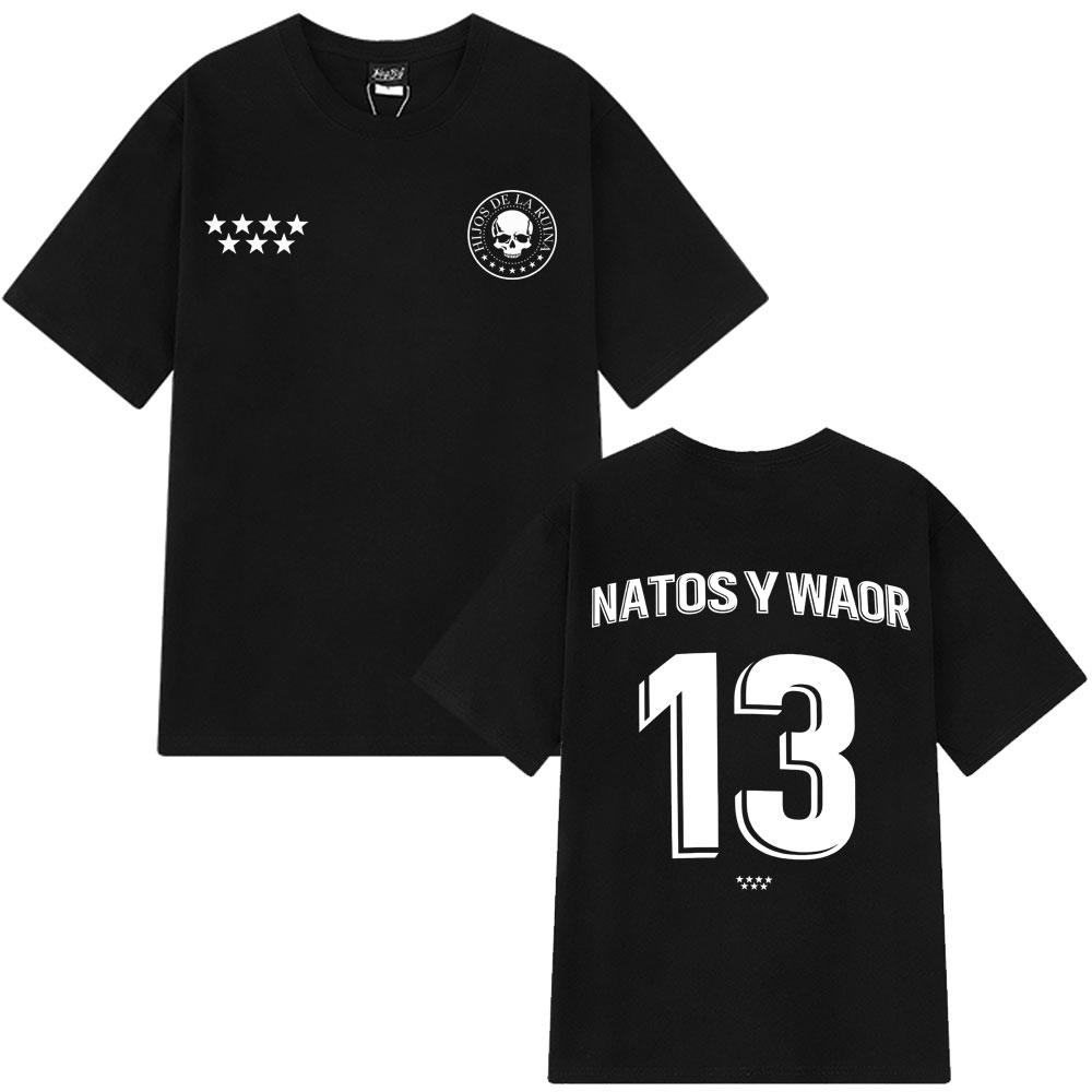 NATOS WAOR 13 Rap T-shirt, Fashionable Retro Hip-hop T-shirt, Men's and Women's Summer Printed 100% Pure Cotton T-shirt