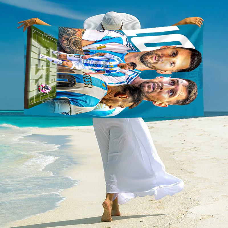 1pc Football Player Action Microfiber Quick Dry Beach Towel Absorbent Soft Oversized Sand Free Towel for Travel Pool Gym Swimming Yoga 20a166