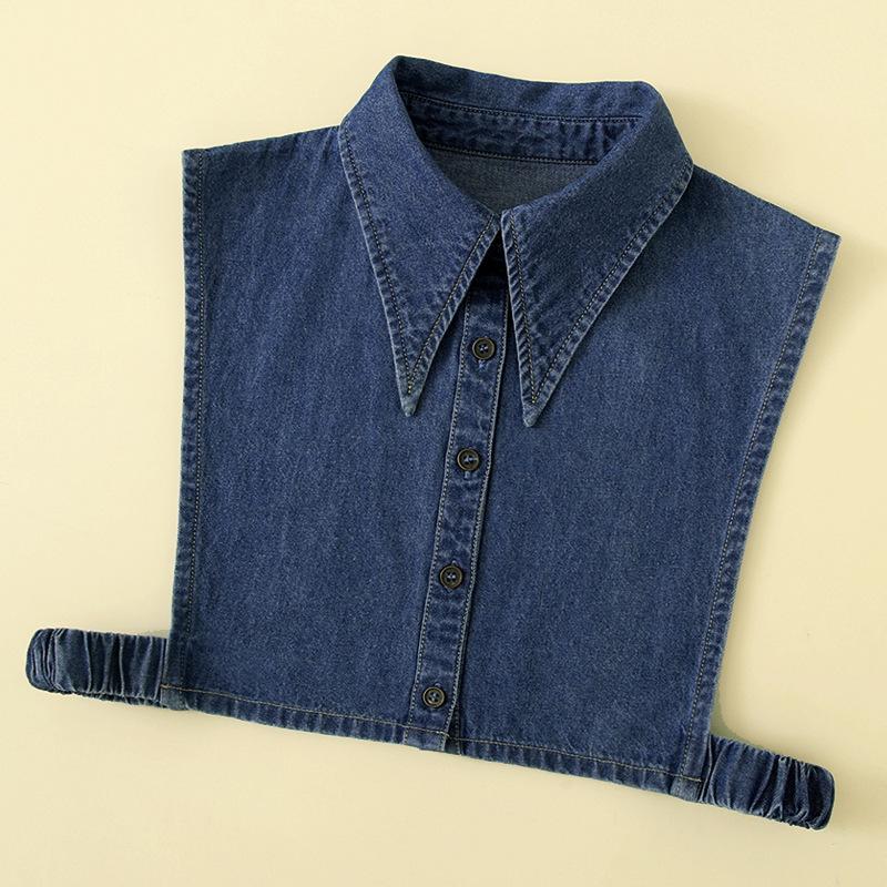 Унисекс XXL Джинсовая рубашка с ложным воротником для мужских костюмов, съемный воротник с большим острым лацканом, стиль жилета, ложные воротники для женских костюмов