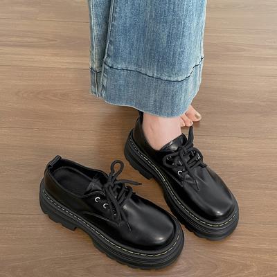 Популярные коричневые туфли на платформе в британском стиле, женские, 2025, новая летняя универсальная юбка, лоферы на мягкой подошве